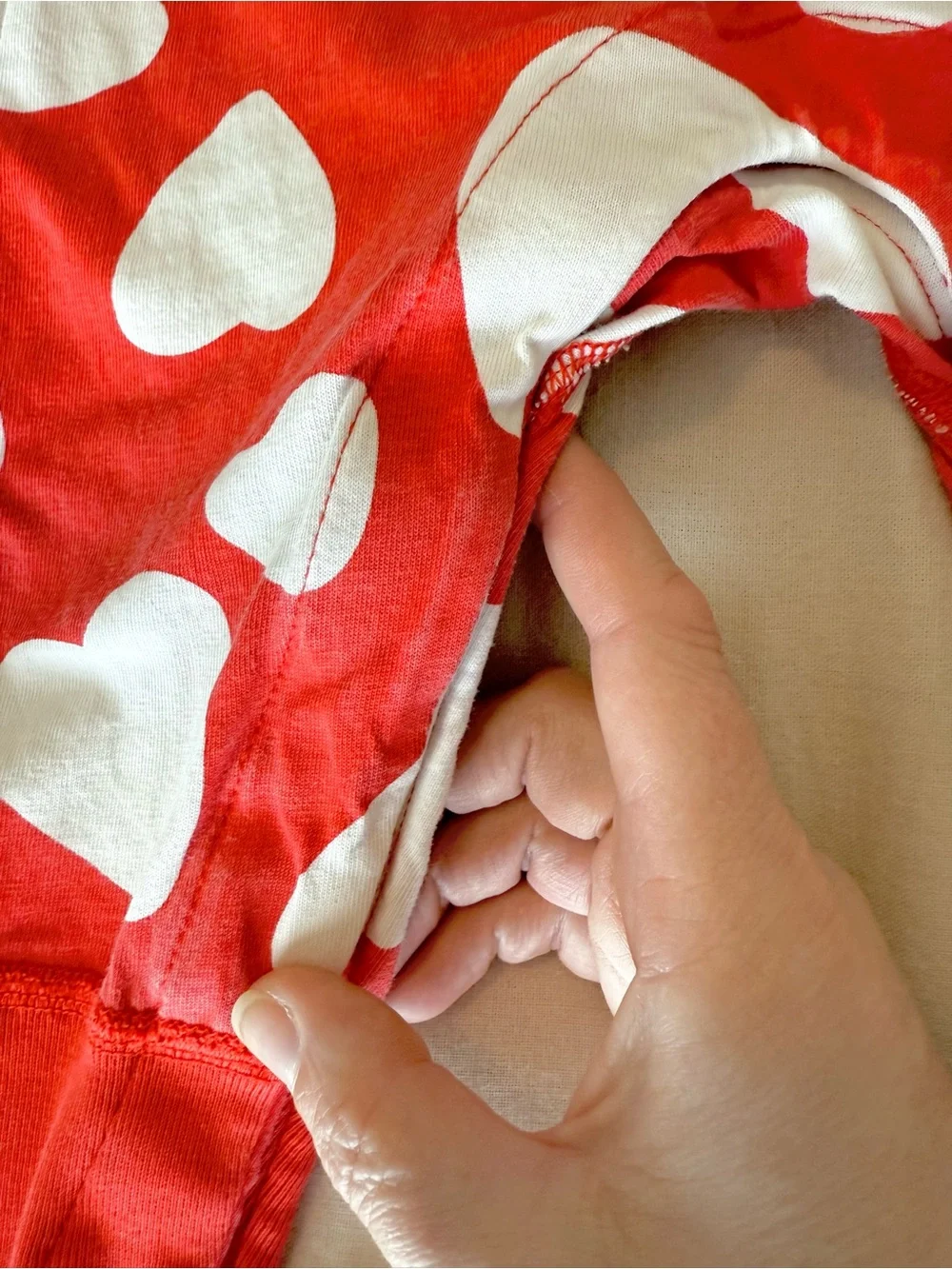 EUC Baby Long Sleeve T-Shirt & Overalls Set - Artful Hearts, red and cream